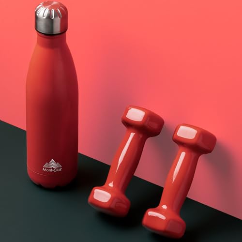 Mont-Clair Stainless Steel Water Bottle, Vacuum insulated - BPA Free, 12h Hot & 24h Cold Drinks, Metal Water Bottle 17 oz Leakproof, Ideal for Adult, Kids, Running - Red - color: Red, style: 17 Ounces