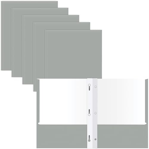 2 Pocket Portfolio Folders with Prongs (Metal Fastener Clips), 25 Pack, Cool Trendy Colors, Fits Letter Size Paper, for School, Office, Home, Matte Finish (Silver Gray) - style: Silver Gray