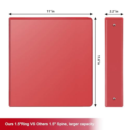 COMIX 3 Ring Binder 1.5 inch with Clear View Cover, 1.5" View Binder Holds 300 Sheets of US Letter Size Paper, 6 Pack (Red) - color: Red, size: 1.5 inch, style: 6-Pack