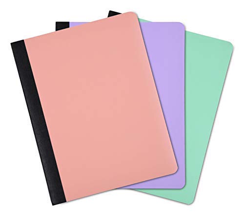 Mintra Office Poly Composition Book (3 Pack, Poly Comp - Salmon, Sage Green, Lavender) - color: Salmon, Sage Green, Lavender, size: 7.5in x 9.75in (3 Pack)