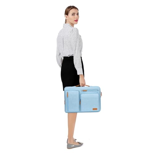 MOSISO 360 Protective Laptop Case 15 inch, 15 inch Laptop Sleeve Compatible with MacBook Air M4 M3 M2 2025 2024 2023, Dell XPS Plus, Side Open Carrying Case with 4 Zipper Pockets&Handle, Air Blue - color: Air Blue, size: 15 inch