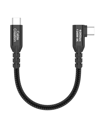 USB 3.2Gen 2x2 Angle USBC to C for MacBook, iPhone 17,iPad, SSD, Dock,0.5ft | for Thunderbolt 5 4, 20Gbps Data Sync, 4K@60Hz Video Stream, 240W PD 3.1 Fast Charging, 90 Degree,Anti Tear Braided - color: 20G, size: 0.5FT-Angled