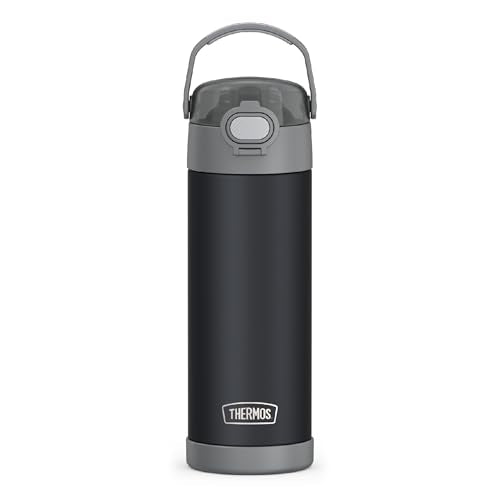 THERMOS FUNTAINER Water Bottle with Spout, 16oz, Matte Charcoal | Kids Stainless Steel Insulated Water Bottle, Keeps Drinks Cold Longer for School & Play, BPA-Free - color: Matte Charcoal, size: 16 Ounces