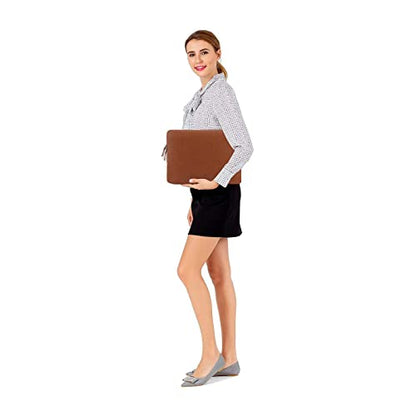 MOSISO Laptop Sleeve Bag 13.3 inch Compatible with MacBook Air/Pro, 13-13.3 inch Notebook, Compatible with MacBook Pro 14 2026-2021 M5 M4 M3 M2 M1, PU Leather Padded Bag Waterproof Case, Brown - color: Brown, size: 13.3 inch