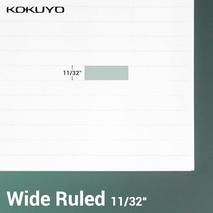 Kokuyo 3 Hole Loose Leaf Paper, 8-1/4"x11” Wide Ruled, 100 Sheets, 1 Pack | 3 Hole Punched Filler Papers, Bleed Resistance Notebook Paper, Japanese 70 GSM Smooth Paper for 3 Ring Binder 100 Sheets/Pack