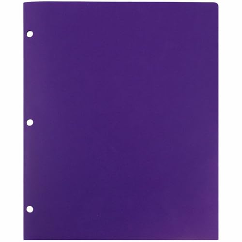 JAM PAPER Heavy Duty Plastic 3 Hole Punch Pocket Folders - Extra Tough School Folders - Purple - 3/Pack - color: Purple, size: 3 Per Pack