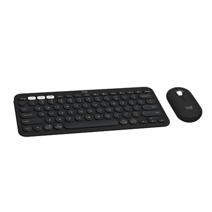 Logitech Pebble 2 Combo Wireless Keyboard and Mouse, Portable - Black | Quiet, portable, customizable, Logi Bolt, Easy-Switch, compatible with macOS, iPadOS, and Chrome - color: Black