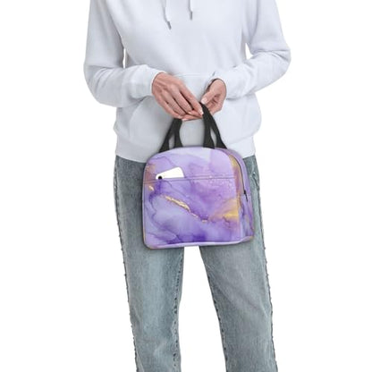 Lunch Bag Pastel Purple Marble Insulated Lunch Box Cooler Tote for Adults Student Boys Girls Women Men Work Office School Picnic Beach Reusable Lunchbox - color: B035