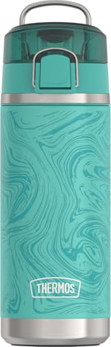 THERMOS ICON 18 oz Leak‑Proof Insulated Water Bottle with Spout, Keeps Drinks Cold 16 Hours, Carry Handle, Dishwasher Safe, Great for Travel, Work, School and Sports, Marble - color: Marble, size: 18 Ounces