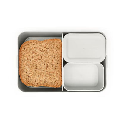 Brabantia Make & Take Bento Lunch Box (Light Gray) 2 Compartments & Lidded Pot, Lift-Out Tray Divider, BPA-Free, Airtight Snap Locks, Microwave & Freezer Safe, Travel Meal Prep Container, 68oz - color: Light Gray, style: Bento Lunch Box