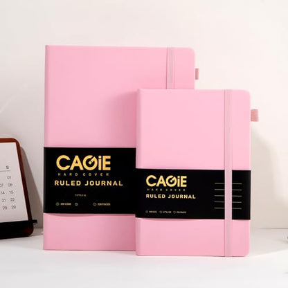 CAGIE Lined Journal Notebook, 320 Pages College Ruled Notebook, 100 Gsm Paper Thick Journal, B5 Hardcover Leather Journals for Writing Women, 7.6x10 In, Pink - color: Pink, style: Lined B5