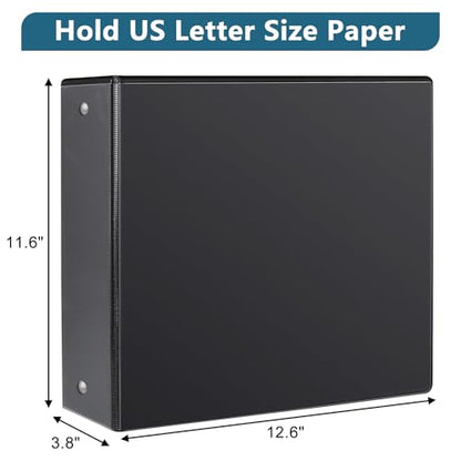 CIXILDTS 3" 3 Ring Binder, Standard 3-Inch Round Ring Binder Fit Letter Size Paper, Presentation View Binders, 6 Packs, Black - color: Black, size: 3", style: 6-Pack