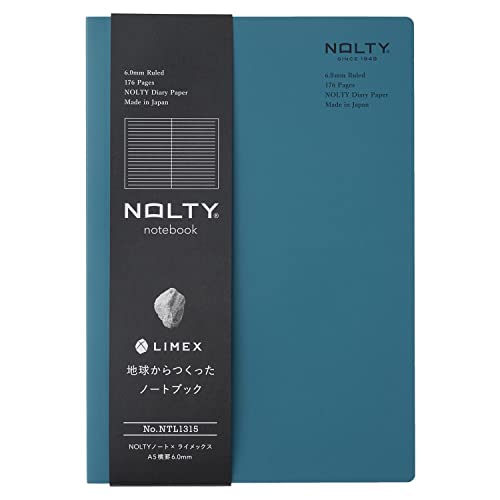 NOLTY NOTE × LIMEX, A5 Ruled Line Notebook, 6.00mm, 176 Sheets, Trolate Blue, NTL1315 - color: Ruled Line: Trolate Blue