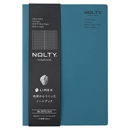 NOLTY NOTE × LIMEX, A5 Ruled Line Notebook, 6.00mm, 176 Sheets, Trolate Blue, NTL1315 - color: Ruled Line: Trolate Blue