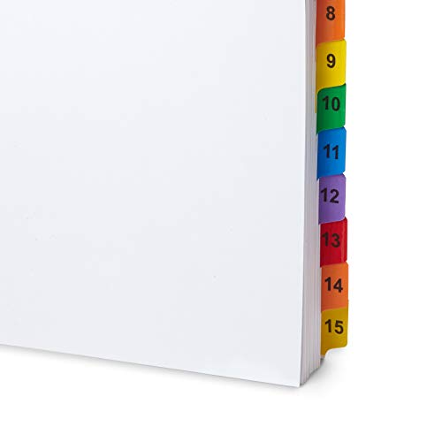 Blue Summit Supplies 15 Tab Binder Dividers for 3 Ring Binder or Notebook, Subject Dividers with Multicolor Numbered Tabs, Includes Customizable Table of Contents Index, 3 Sets