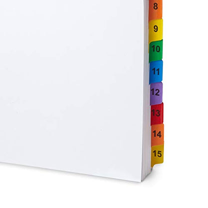 Blue Summit Supplies 15 Tab Binder Dividers for 3 Ring Binder or Notebook, Subject Dividers with Multicolor Numbered Tabs, Includes Customizable Table of Contents Index, 3 Sets