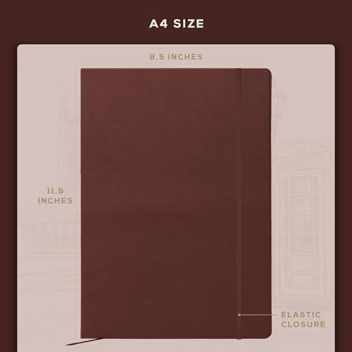 BEECHMORE BOOKS Music Manuscript Paper Notebook - A4 Blank Sheet Music Composition Book for Songwriters & Musicians, 120gsm Thick Staff Paper, 10 Staves, Hardcover Vegan Leather, Perforated Pages - color: Chestnut Brown