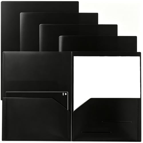 Youngever 6 Pack Heavy Duty Plastic Two Pocket Folders, Heavy Duty Plastic 2 Pocket Folder (Midnight Slate) - color: Midnight Slate