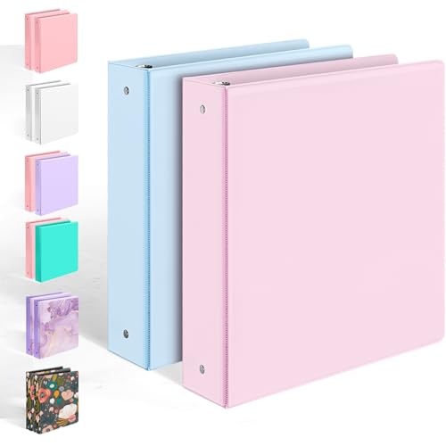 2 Pack BinderX Extra Durable 3 Ring Binder, 2 Inch Binder Round Ring, Fits 900 Sheets of 8.5x11 Paper, Customizable View Cover with Inside Pockets, Cute School Supplies for Girls, Pink & Blue - color: Pink & Blue, size: 2 Inch