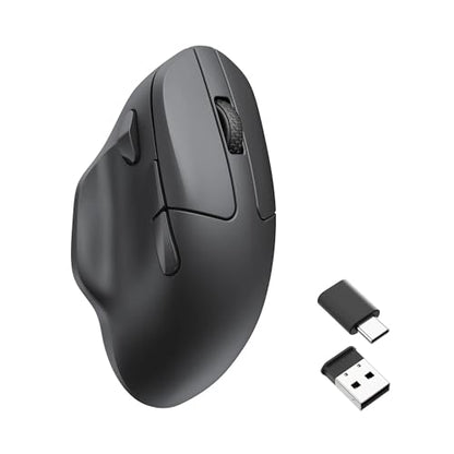 Keychron M7 Wireless Computer Mouse, 26K DPI Optical Computer Mouse, 2.4 GHz/Bluetooth/Wired with Macro Button 63g Lightweight Ergonomic, Up to 70 Hours Worktime for Laptop macOS/Windows - Black - color: Black, style: 1K Polling Rate