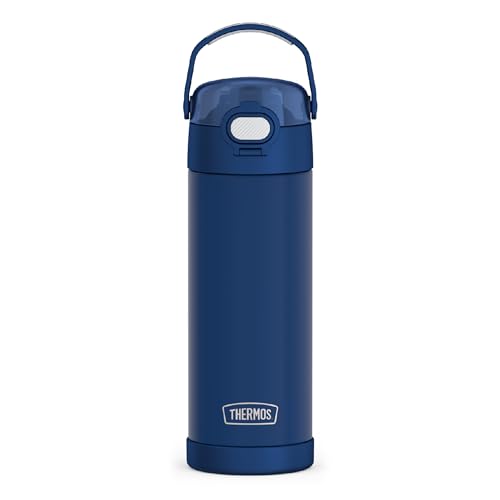 THERMOS FUNTAINER Water Bottle with Spout, 16oz, Navy | Kids Stainless Steel Insulated Water Bottle, Keeps Drinks Cold Longer for School & Play, BPA-Free - color: Navy, size: 16 Ounces