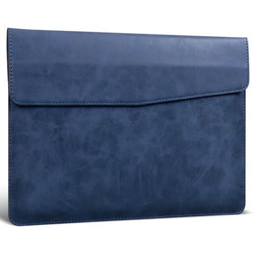 13 Inch Leather Laptop Sleeve Compatible with MacBook Neo 13" 2026 & MacBook Air/Pro 13" (M5/M4/M3/M2/M1, 2025-2018), Magnetic Buckle Closure Protective Case Cover,Blue - color: Blue, size: For MacBook 13"
