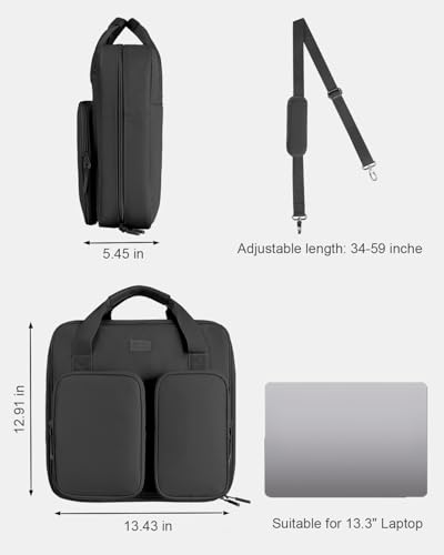 3 Inch Zipper Binder 3 Ring with Shoulder Strap & Multi-Pocket | Binder with Zipper Holds Up to 700 Sheets for Office School, Compatible with 13” MacBook Laptop ipad, Black - color: Black