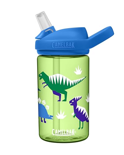 CamelBak Eddy+ Kids Water Bottle with Bite Valve Straw, Leak‑Resistant Easy‑Sip Design for Everyday Hydration, 14oz, Hip Dinos