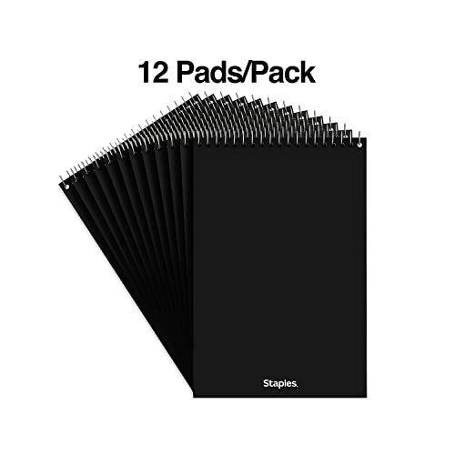 STAPLES Steno Notepads, 6” x 9”, Gregg Ruled, Top Wirebound, 80 Sheets, 12‑Pack - size: 12 Pack, style: White Paper