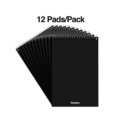 STAPLES Steno Notepads, 6” x 9”, Gregg Ruled, Top Wirebound, 80 Sheets, 12‑Pack - size: 12 Pack, style: White Paper