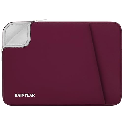 RAINYEAR Laptop Sleeve Case with Front Pocket, 13.3 Inch Protective Portable Case Briefcase Laptop Carrying Bag Cover Compatible with 13.3-14 Inch Laptop PC, 14 Inch MacBook Pro M5 M4 M3 M2 M1, Red - color: Red, size: 13.3-14 inch