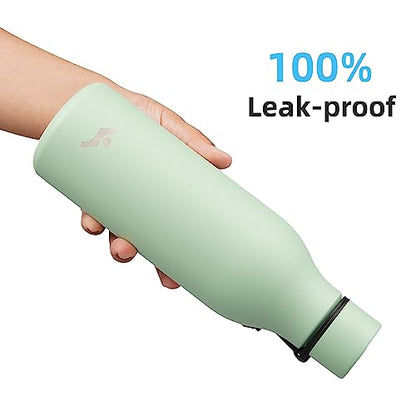 Konokyo Insulated Water Bottle with Strap,18 oz Double Wall Stainless Steel Vacuum Bottles Metal Water Flask,Macaron Green - color: Macaron Green, size: 18 Ounces