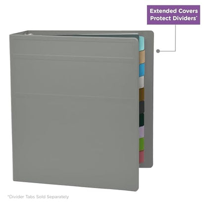 Carstens 3-Inch Heavy Duty 3-Ring Binder - Side Opening, Ash Gray, Durable Plastic, Precision No-Gap Rings, Waterproof Cover, No Pockets, Holds 400 US Letter Sheets, BPA-Free, Made in USA (1742-3R) - color: Gray, size: Individual