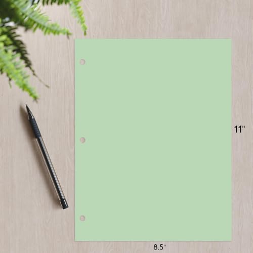 Copy Printing and Writing Colored Paper, 20 Pound - 75 Gsm, 3 Hole Punch, 500 Sheets per Ream. (Green) - color: Green