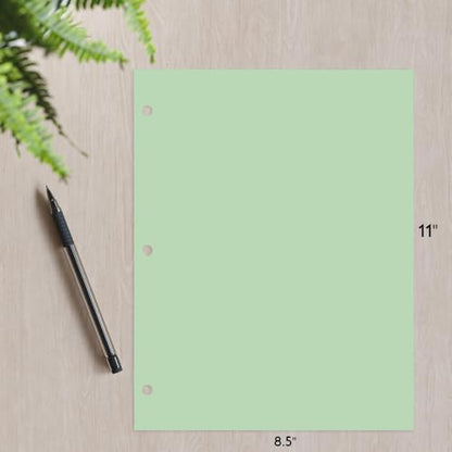 Copy Printing and Writing Colored Paper, 20 Pound - 75 Gsm, 3 Hole Punch, 500 Sheets per Ream. (Green) - color: Green
