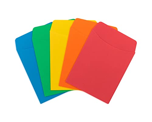 Hygloss 30 Pcs Library Card Pockets 3.5x5 Inch - Self-Adhesive Pocket Envelopes - 5 Assorted Colors Classroom Envelope Pockets - Ideal for Organizing - Colorful Small Library Book Pocket - color: 5 Assorted Colors, style: 30 Pockets