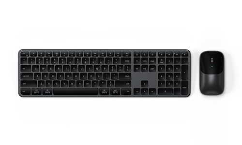 Satechi Wireless Keyboard and Mouse Combo, Slim CEX3 with Multi-Device Bluetooth Pairing and USB-C Receiver Connectivity, Designed for Full-Size Productivity Workspaces, Space Black - color: Space Black, size: Combo