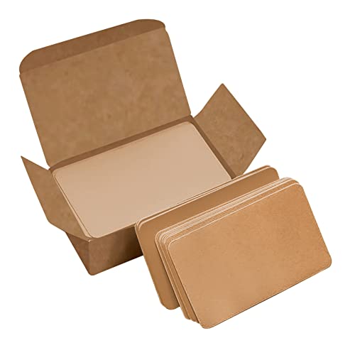 VANRA 300 Small Blank Cards 3.5x2 inches Color Cardstock Study Flash Cards Index Cards, Unruled with Rounded Corners (Kraft Brown, 300/Pack) - color: Kraft Brown