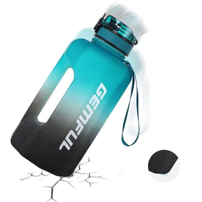GEMFUL 2 Pack Gallon Water Bottle with Time Marker Handle 74oz and 101oz BPA-Free Leakproof Jug for Gym Hiking Camping