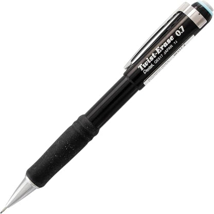 Pentel Twist Erase III Mechanical Pencil 0.7mm - Pre-Loaded Super Hi-Polymer HB Lead - Assorted Color Barrels - Pack of 3 + Lead & Eraser Refills