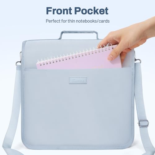 SUNEE Zipper Binder 3 Ring, 3 Inch O-Ring with Handle and Shoulder Strap, 600-Sheet Capacity, 5-Tab Expanding File Folder, Multi-Pockets for Middle School Organizer Binder with Zipper, Dusk Blue - color: Dusk Blue