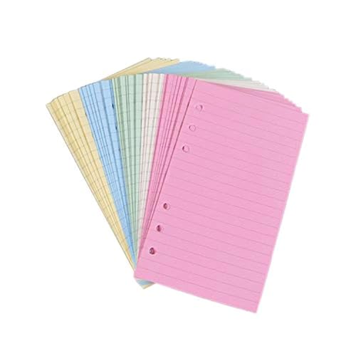 Chris.W Colorful 6-Hole Ruled Refills Inserts for Personal Size Organizer Binder, 5-Color Loose Leaf Planner Filler Paper, 100 Sheets/200 Pages, Lined (3 3/4" x 6 3/4") - size: A6(6.75"x3.75")
