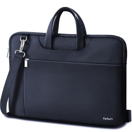 Ferkurn Laptop Case Bag Women Men Computer Sleeve with Shoulder Compatible with HP/Inspiron/Thinkpad/Vivobook/MSI/Surface, 15.6 inch, Blue - color: Navy Blue, size: 15.6 inch