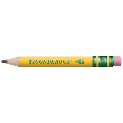 Ticonderoga My First Half-Size Wooden Pencils, 12 Pencils/Pack, 1 Pack | Large Triangle-Barrel Pre-Sharpened #2 (HB) Short 4.5" Yellow Pencils with Erasers, X33012