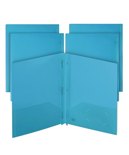 Mr. Pen- Plastic Folders with Pockets and Prongs, 5 Pack, Letter Size | Pocket Folders, Folders with Prongs, File Folders with Fasteners, 2 Pocket Folder, Folder with Pockets - color: Blue, size: 5 Pack