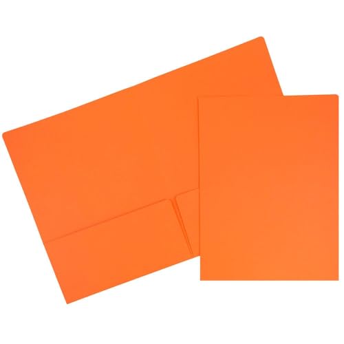 LUXPaper 9" x 12" Presentation Folders | Two Pocket | Mandarin Orange | 100lb. Cover | 10 Qty - color: Mandarin