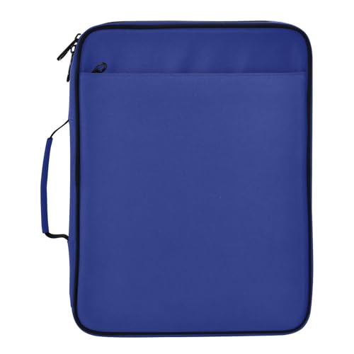 Dark Blue Print 3 Ring Zipper Binder for Office School High Capacity Document Organizer 1.2 Inch Portfolio Case Holds 500 Sheets Binder Organizer for Adults Kids - color: Dark Blue