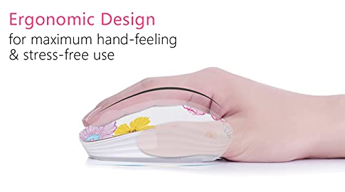 JUHOO Wireless Mouse with Nano Receiver for PC, Laptop, Notebook, Computer, MacBook, Less Noise, Portable Mobile Optical Mice.(Flower). - style: Flower