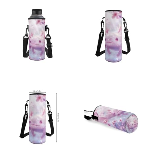 Cherry Blossom Axolotl Backpack for Girls Kids Backpack with Lunch Box Water Bottle Carrier and Aesthetic Pencil Case 4PCS Set Cute Bookbag with Front Pocket for School 17" Large School Bag - color: Aesthetic Cherry Blossom Axolotl