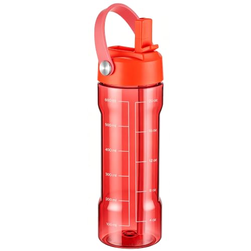 GOPPUS 20oz Clear Water Bottle with Flip Straw, Lightweight, Leakproof, Easy Carry and BPA-Free, Tritan Water Bottlefor Sport, Travel, Outside (Red) - color: Red, size: 20 Ounces